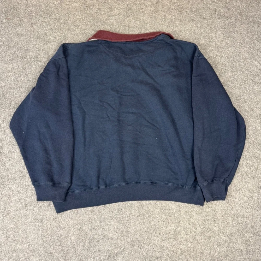 River Trader Sport Mens XL Quarter Zip Sweatshirt Navy Blue Colorblock Vintage